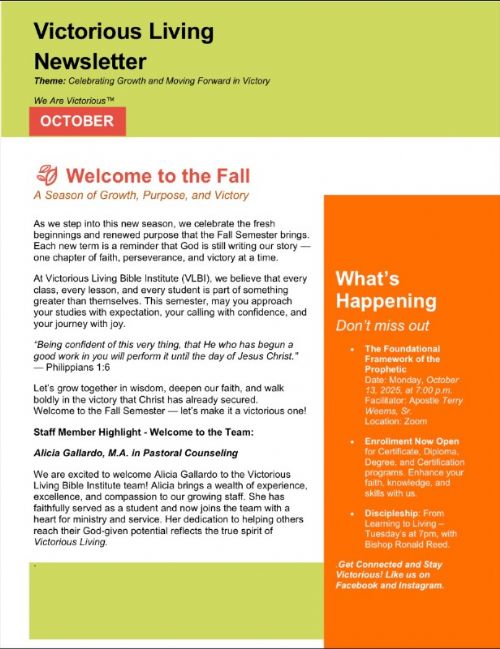 Victorious Living Newsletter - Second Edition